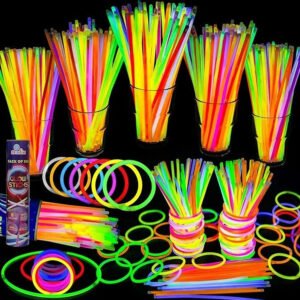 Midlinkerz Glow In The Dark Neon Bands - 100 Pcs Glow Stick With Connectors | Neon Bands For Party | Glow Bands For A Party | 7 Shades Radium Stick | Glow In The Dark Sticks | Glow Sticks for Adults