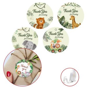 Midlinkerz Thank You Card Birthday - 21 Pcs, Jungle Thank You Cards For Return Gifts With Ribbon | Birthday Thanks Card(Cardstock) | Thank You Tags For Return Gifts | Happy Birthday Decoration Items