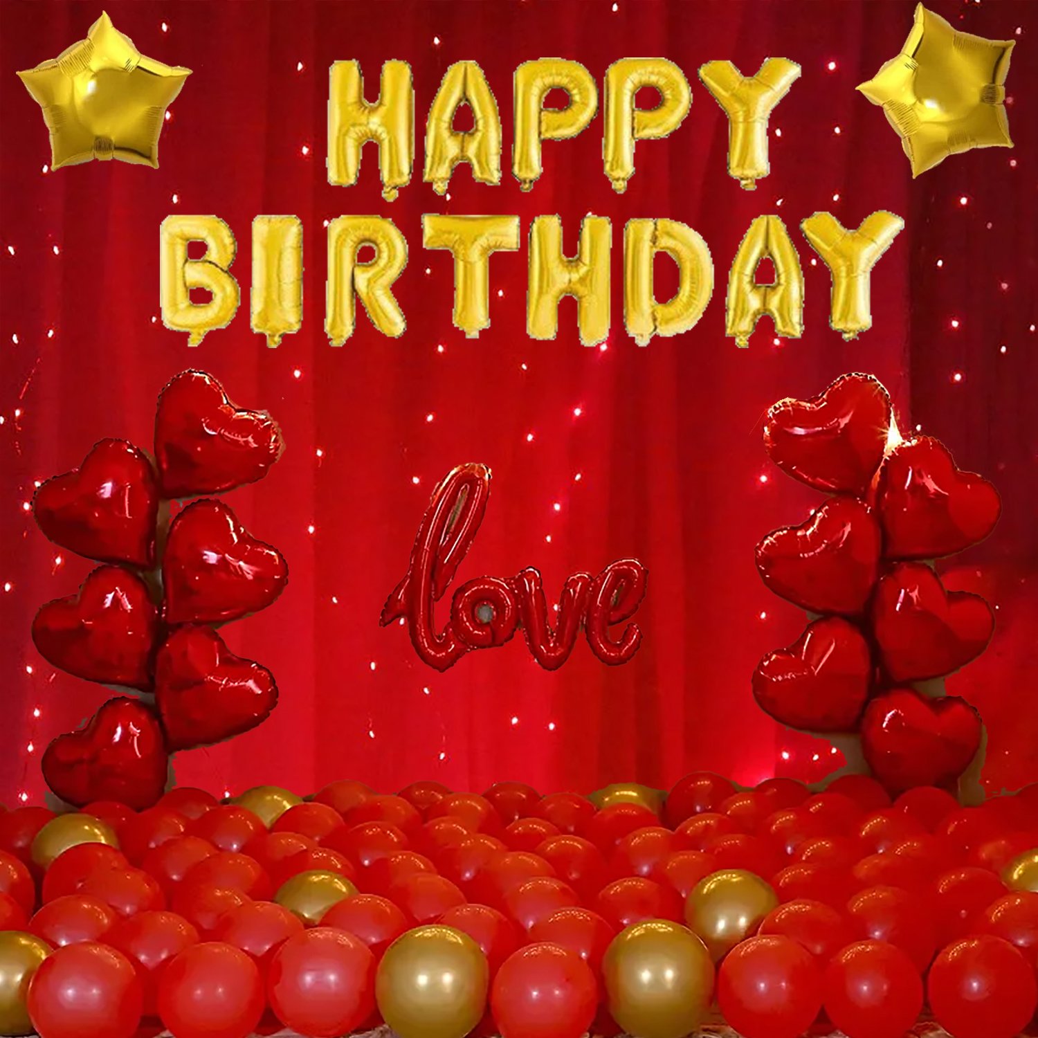 PARTY MIDLINKERZ Printed Happy Birthday Decoration kit Combo -77 Pcs for Birthday