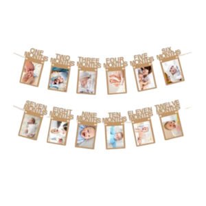 Midlinkerz 1-12Month Photo Frame Premium Banner - Set Of 1 Photo Banner For First Birthday(Cardstock) Baby Photo Frame 1 To 12 Months New Born, decoration, birthday, party