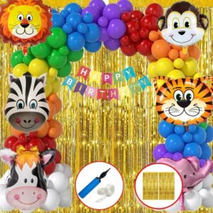 Midlinkerz Multicolor Packet of Jungle Safari Theme for Happy Birthday (Set of 63)