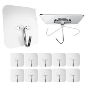 Midlinkerz Self Adhesive Wall Hooks – Set of 10 Pcs | Wall Hooks for Hanging Without Drill | Stick On Hooks | Hanger Sticker Hook | Walls Hook Sticker | Wall Clips | Wall Mounted Sticker Holder