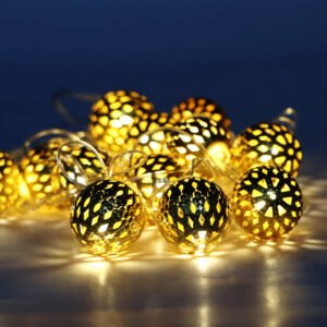 Midlinkerz Metal Ball Light for Decoration - 3.8 Meter, Diwali Lights for Decoration for Home, Moroccan Ball Light, Led Light for Home Decorations, String Lights for Decorations, Decorative Lights