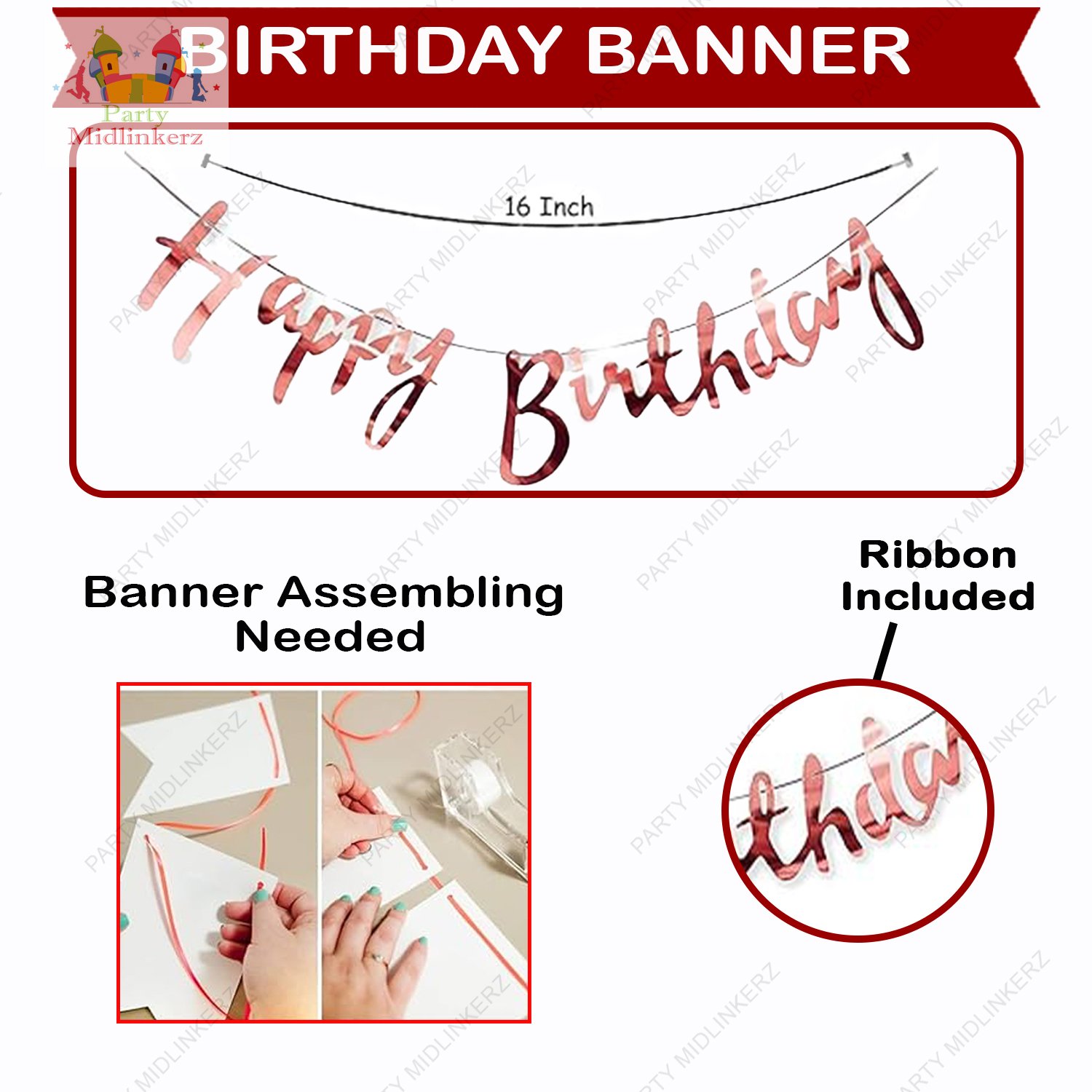 Midlinkerz Birthday Decoration Kit for Girls - 38 Pcs Balloons for Birthday Decorations |Birthday Decoration for Kids |Purple Birthday Decorations Kit |Bday Balloons Rose Gold,Purple,Pink - Image 3