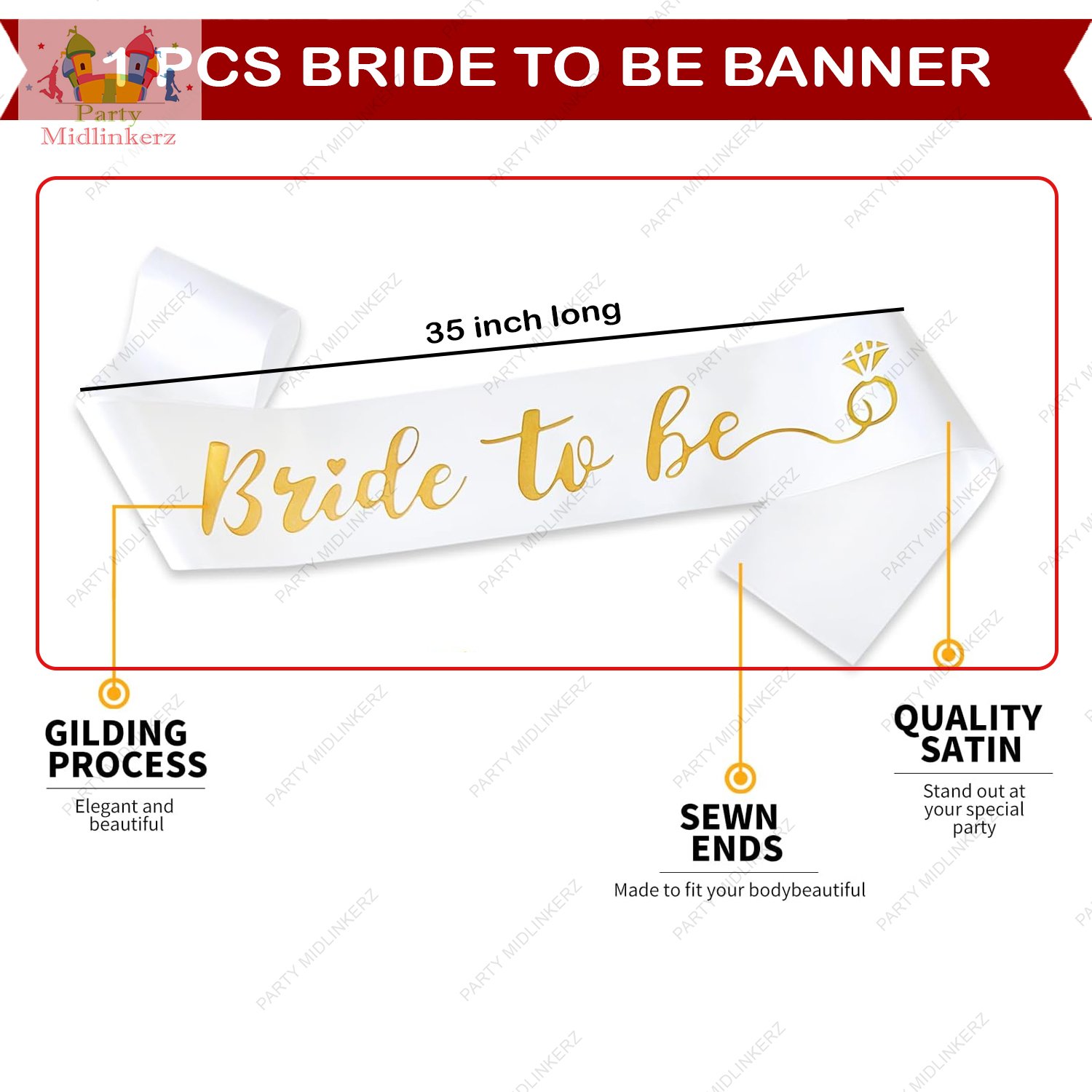 Midlinkerz Bride To Be Decoration Set Combo -73Pcs Rose Gold Bachelorette Party Decorations | Bride To Be Props | Bride To Be Sash | Bride To Be Banner (Cardstock) | Bride To Be Balloon - Image 4