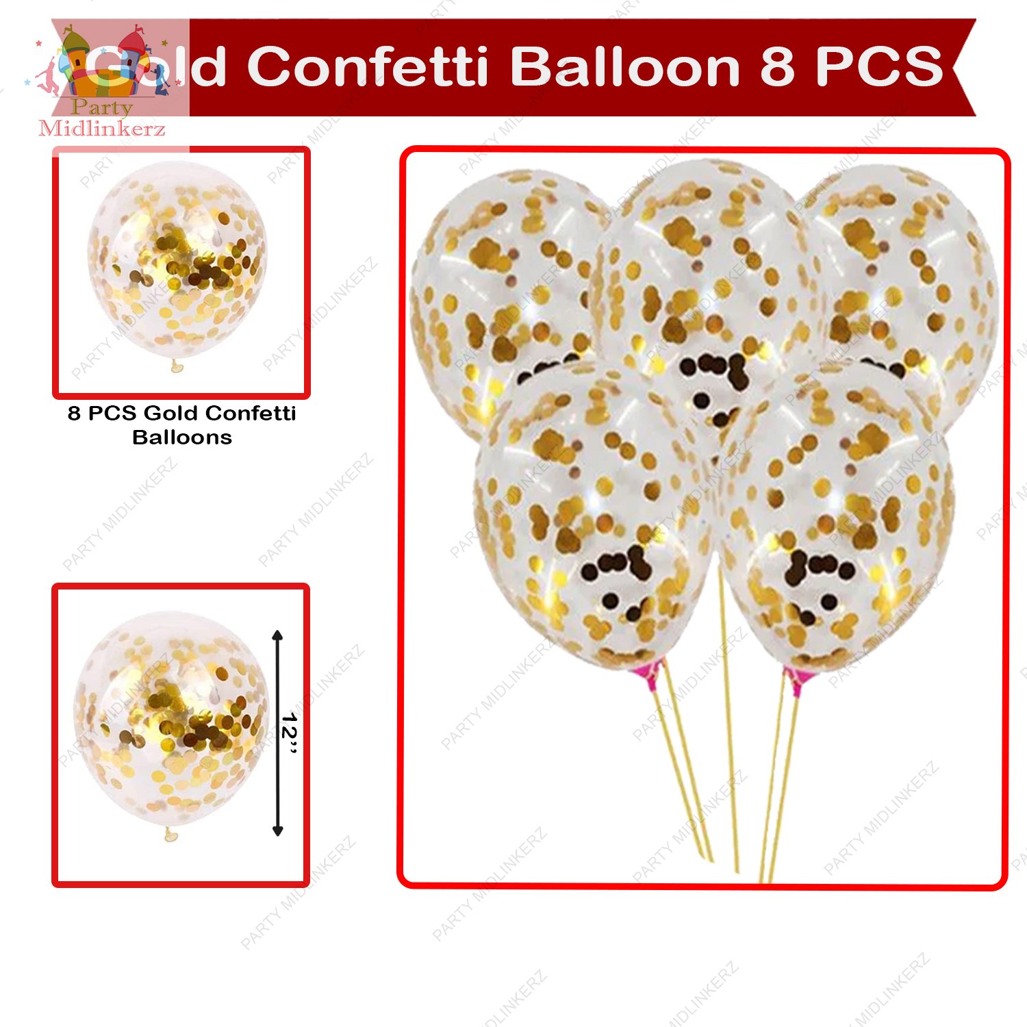 Mildlinkerz Happy Birthday Banner With Golden Confetti Balloons For Decoration - 9 Items Combo Set For Husband Wife Birthday Decorations Items / Golden Balloons For Birthday Theme Parties - Image 4