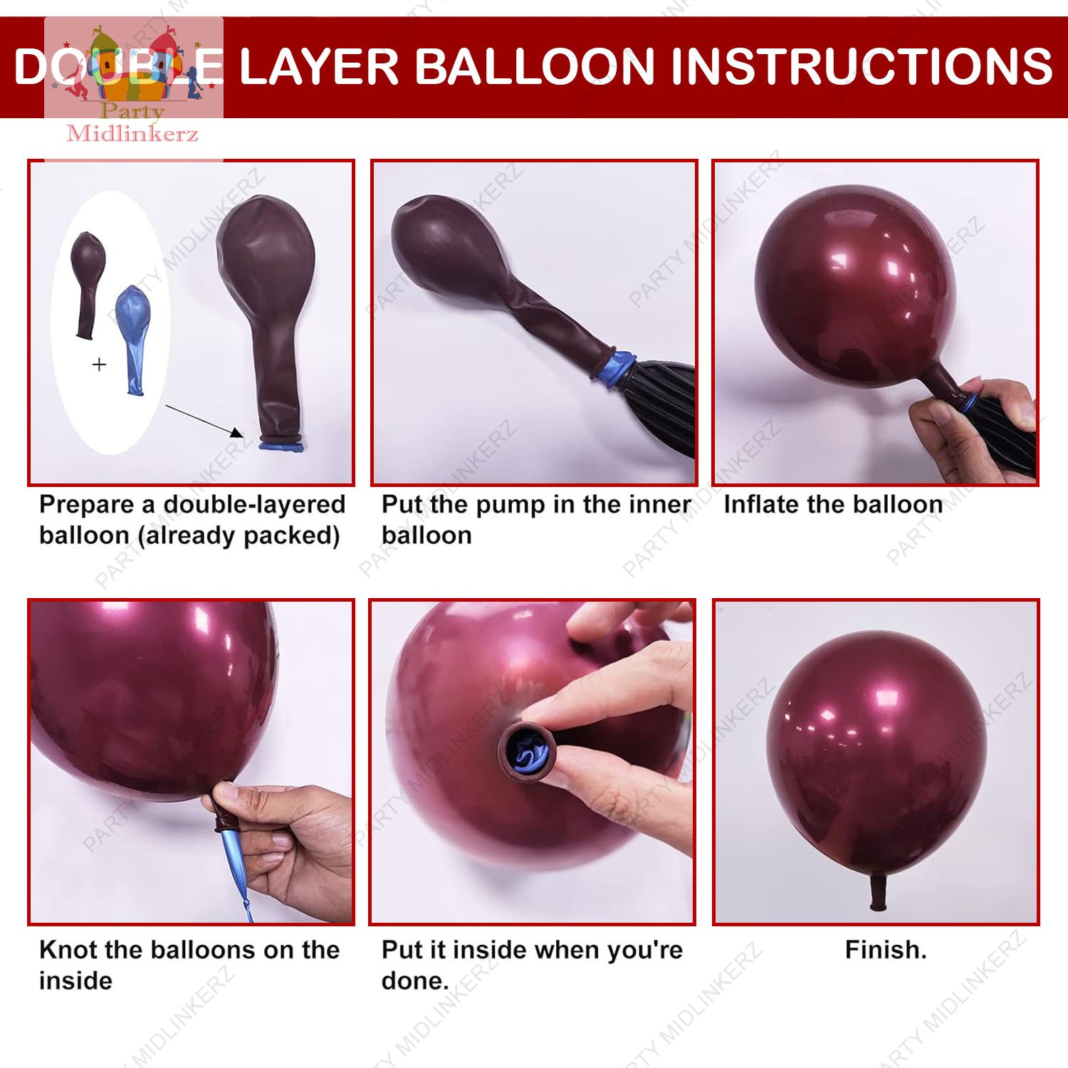 Midlinkerz 48 Pcs Burgundy Pink Balloons Birthday Decoration Kit Combo | Birthday Balloons for Decoration | Birthday Decoration for Girls | Wedding Party Decoration Supplies - Image 5