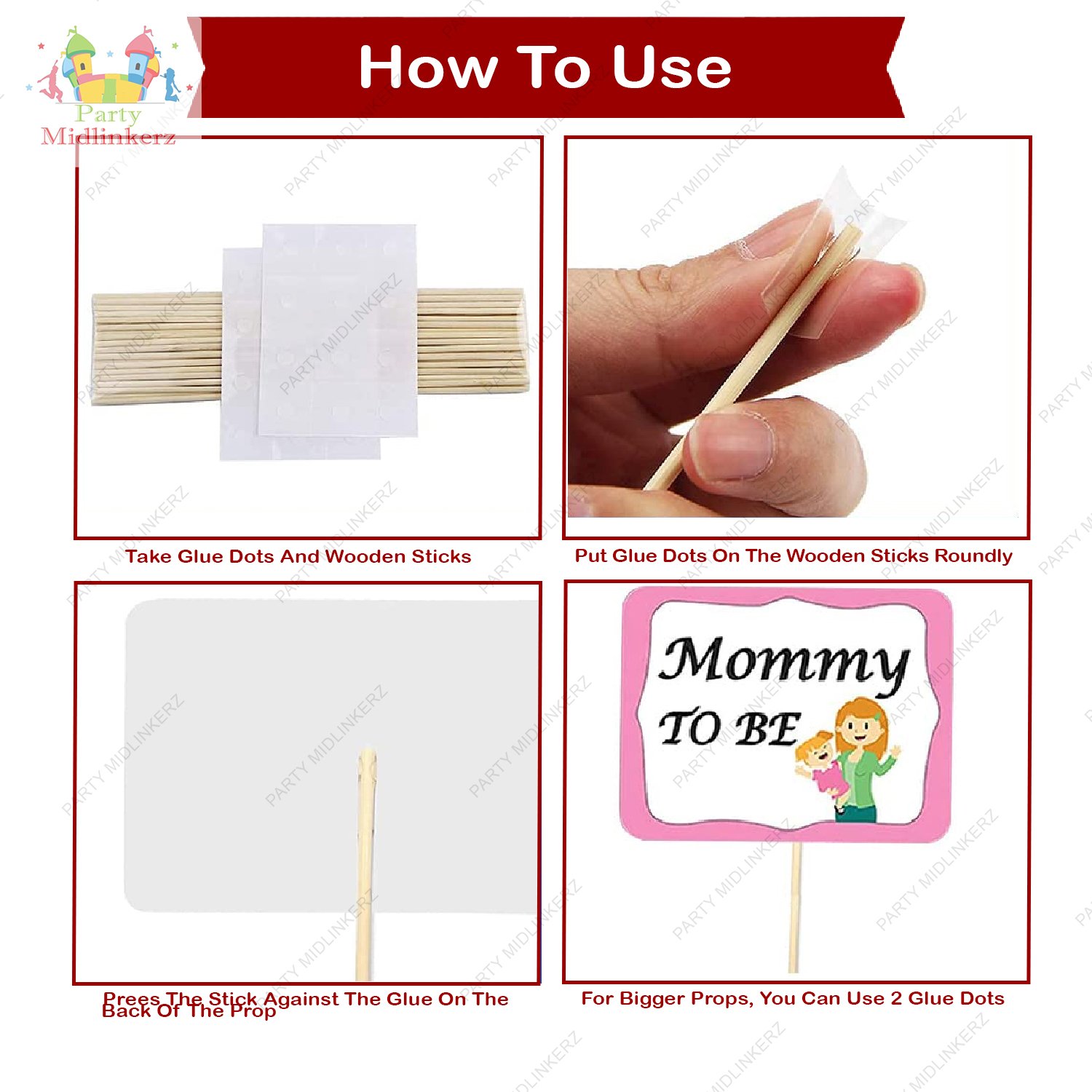 Midlinkerz Baby Shower Decoration Items - 31pcs Baby Shower Props For Photoshoot | With Mom To Be Sash | Mom To Be Props | Mom To Be Dad To Be | BabyShower Props | Maternity Props For Photoshoot - Image 5