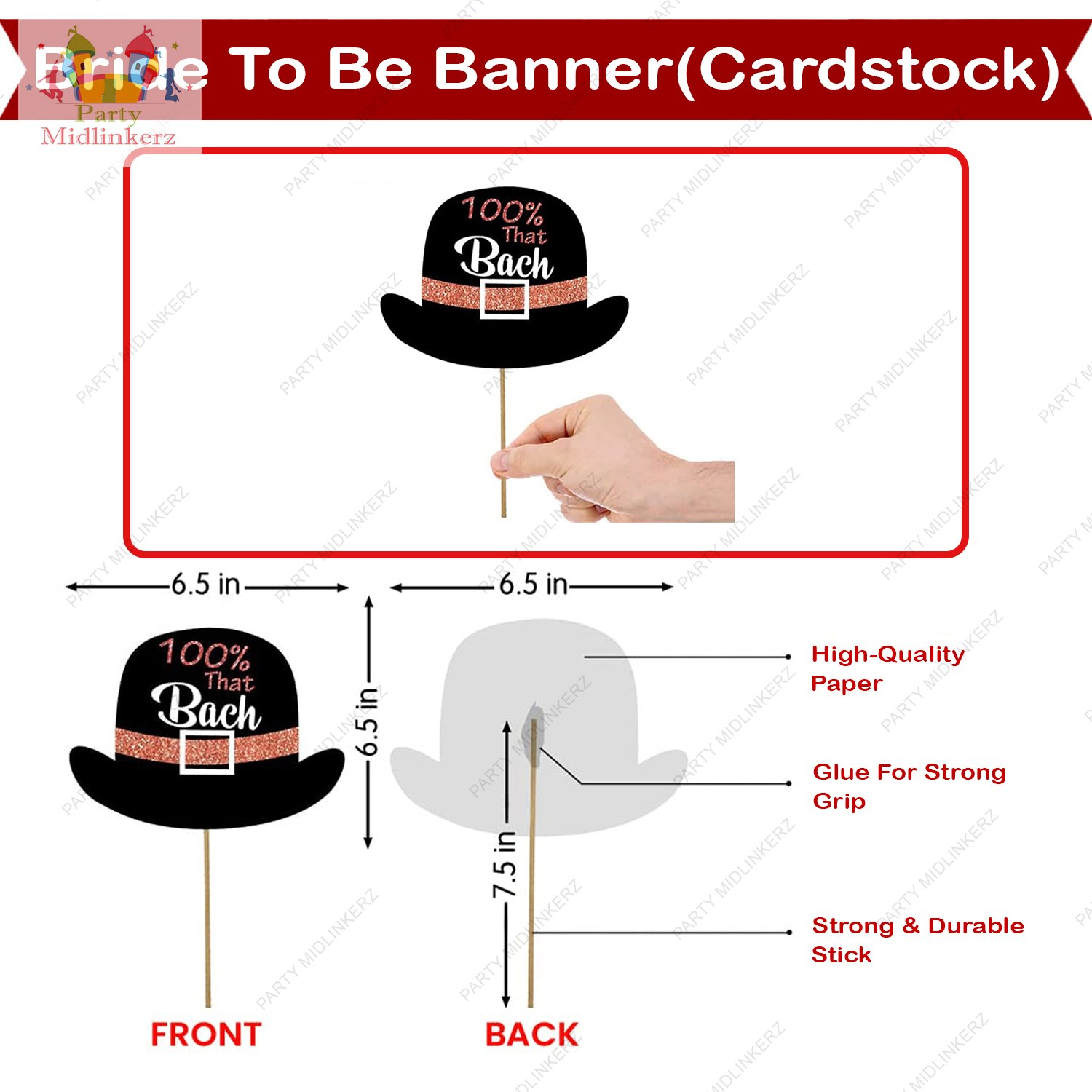 Midlinkerz Bride To Be Decoration Set Combo -73Pcs Rose Gold Bachelorette Party Decorations | Bride To Be Props | Bride To Be Sash | Bride To Be Banner (Cardstock) | Bride To Be Balloon - Image 6