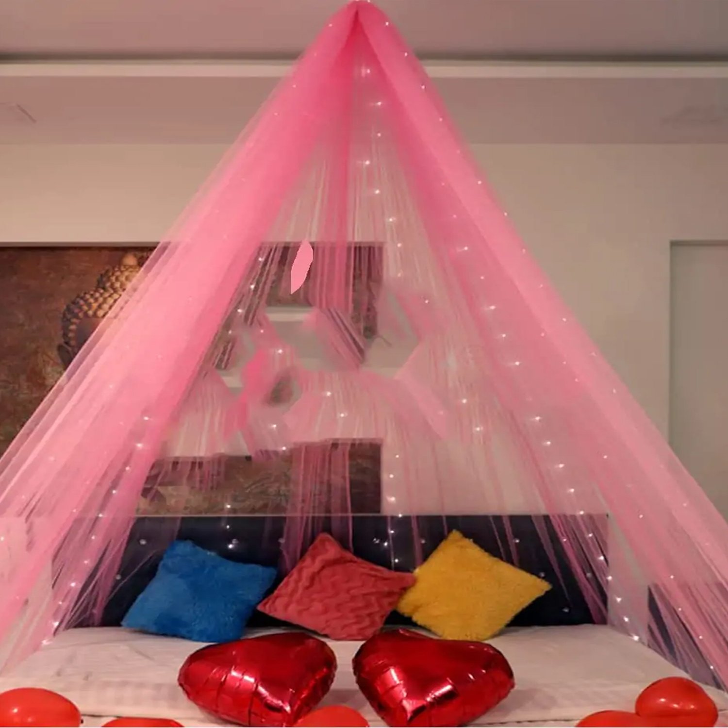 Midlinkerz Plastic Decoration Net For Romantic Dinner, Anniversary, Birthday Party Celebration and Valentines Day Or Cabana Tent Decoration Supplies For Your Loved Ones (Pink)