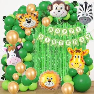 Midlinkerz 56pcs for Birthday Decoration Items, Anniversary, Baby Shower, Bachelorette Decorations. Metallic Chrome Balloons for Decorations(Jungle Theme)