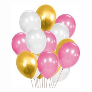 Midlinkerz Golden White Metallic Latex Balloons Pack-57Pcs for Girls Kids Women Birthday, Baby Shower, Unicorn, Princess, First,2nd Years Decorations Balloons Supplies Combo Kit