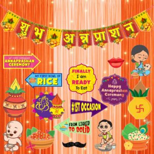 Midlinkerz Rice Ceremony Decorations Kit- Banner,Photo Booth Prop & Rice Light (Pack of 18) (Set of 18)
