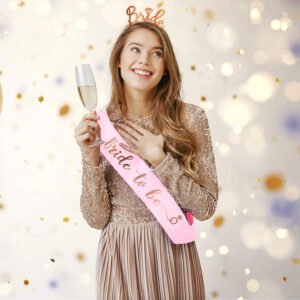 Midlinkerz Bridal Shower Decorations Set - Bride to Be Crown and Sash, Pack of 2  (Set of 2)