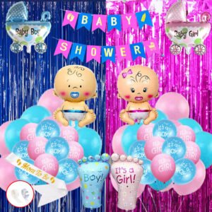 Midlinkerz Baby Shower Decoration Items - 50Pcs Baby Shower Decoration Foil with Pram  (Set of 52)