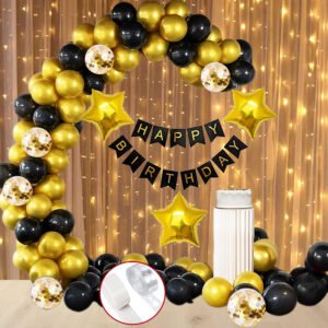 MIDLINKERZ Boys Happy Birthday Decoration kit items 51 Pcs With Net Curtain & Led Light (Set of 51)