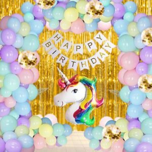 MIDLINKERZ Unicorn Happy Birthday Decoration kit items 84 Pcs