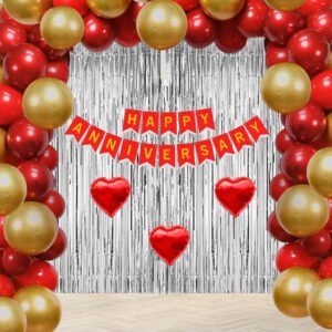MIDLINKERZ Happy Anniversary Decoration kit items Combo - 46 Pcs for Anniversary Decor (Set of 46)