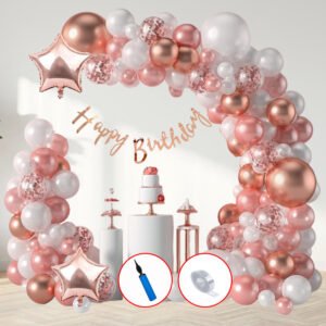 PARTY MIDLINKERZ Rosegold Birthday decoration item Kit combo 60 pcs with Pump  (Set of 60)