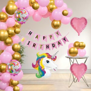 Unicorn Birthday Decorations For Girls - Unicorn Theme Birthday Decorations Kit | Birthday Decoration Items For Girl, Kid | (Unicorn-Balloons-10)
