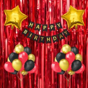 MIDLINKERZ Red Happy Birthday Decoration kit Combo - 35 Pcs for Birthday Decor (Set of 35)