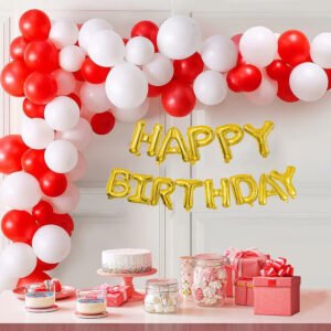 MIDLINKERZ Red Happy Birthday Balloons Decoration Kit items 44 Pcs combo  (Set of 44)