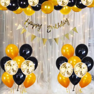 MIDLINKERZ Happy Birthday Decoration kit Combo - 48 Pcs with Net Curtain and Led Light  (Set of 48)