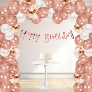 MIDLINKERZ Happy Birthday Balloon Decoration Kit – 34 Pcs (Multicolor, Pack of 37) with Banner, Metallic & Confetti Balloons