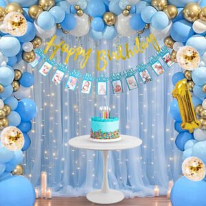 MIDLINKERZ Blue 1st Birthday Decoration kit items Combo - 43Pcs for Birthday combo pack