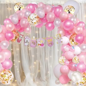 Midlinkerz Half Birthday Decorations For Baby Girl 6 Months  (Set of 86)