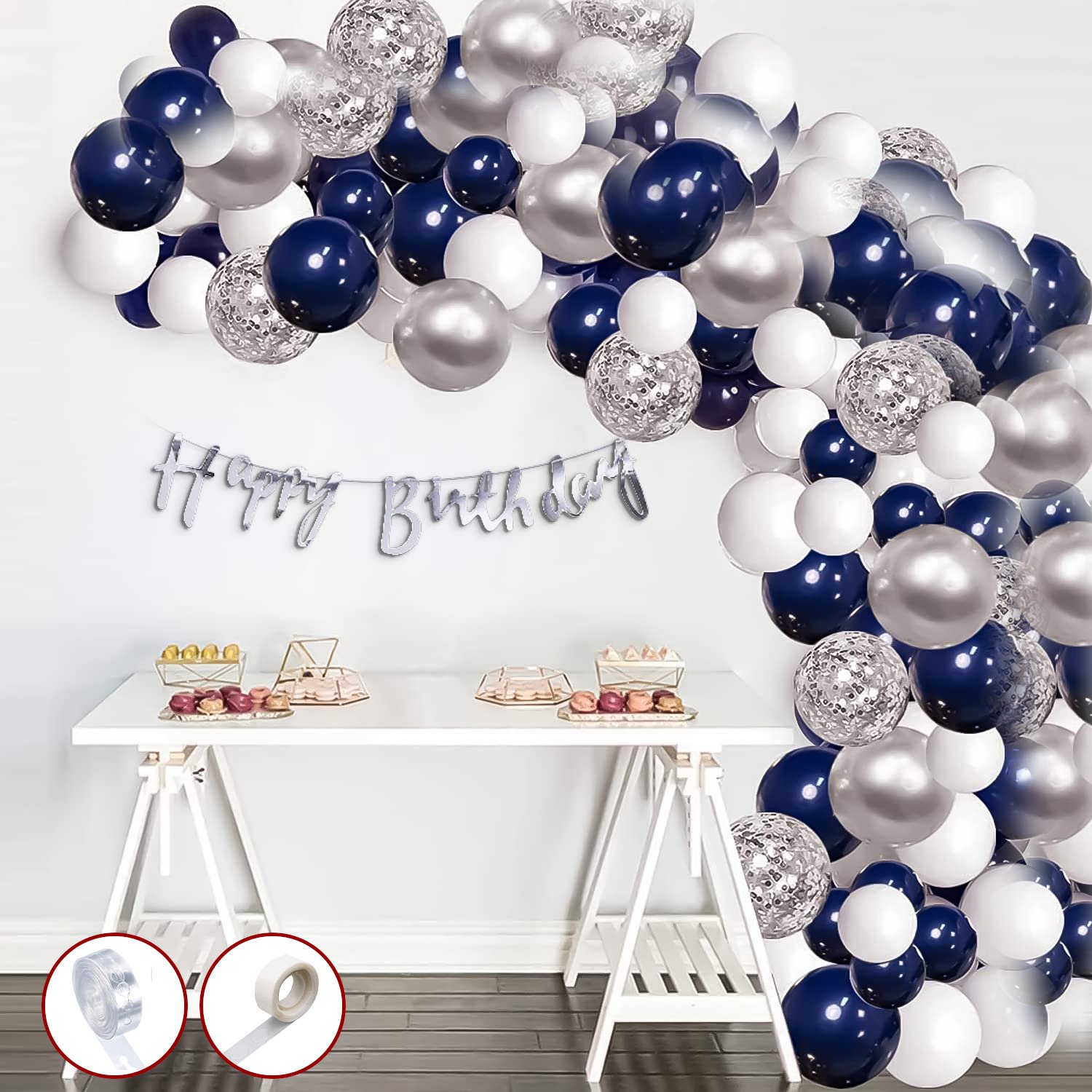Midlinkerz Birthday Decoration Kit for Boys - Pack of 57 Blue Happy Birthday Decoration Kit