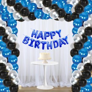 MIDLINKERZ Happy Birthday Balloons Decoration Kit 38Pcs, 1 set of Blue 13Pcs "Happy Birthday" alphabet foil balloons and Blue, (Multicolor, Pack of 38) (Set of 38)