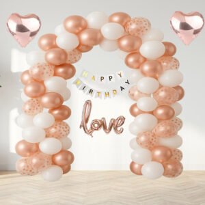 Midlinkerz Happy Birthday Love Decoration Balloon Arch Garland DIY Combo Kit 80 Items For Girls (Happy Birthday Love)