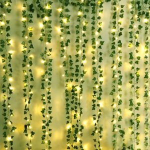 Midlinkerz Special You Aesthetic Room Decor Items, Home Decor for Living Room, Fairy Lights(40ft Long) Wall Decor Items for Bedroom, Home Decor for Living Room, Aesthetic Stuff (4 Green Vines & 1 LED Light)