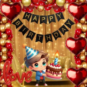 Midlinkerz I Love You Birthday Decoration kit items combo 68 Pcs for birthday combo pack  (Set of 39)