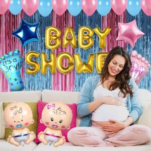 Midlinkerz Baby Shower Decoration Items Set with Balloon, Star Foil (Set of 39)