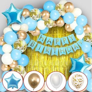 Midlinkerz Blue Happy Birthday Decoration kit Combo - 64 Pcs for Birthday Decor (Set of 64)