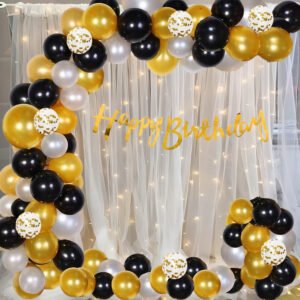 Midlinkerz Happy Birthday Decoration Kit | Metallic Balloons For Decoration Net, Light | Decoration For Birthday Girl, Women, Husband, Boy