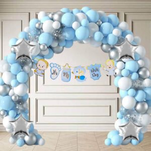 Midlinkerz Half Birthday Decoration for Baby Boy (Set of 44)