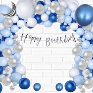 MIDLINKERZ Silver Happy Birthday Decoration kit items Combo 44 Pcs for Birthday combo pack  (Set of 44)