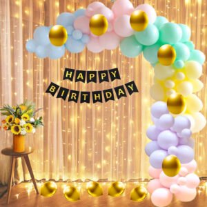MIDLINKERZ Pastel Happy Birthday Decoration kit items - 117 Pcs 1st Birthday combo pack Net (Set of 117)