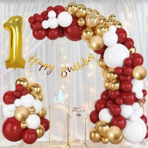 Midlinkerz Girls 1st First Happy Birthday Decoration kit 51 Pc With Net Curtain & Led Light (Set of 51)