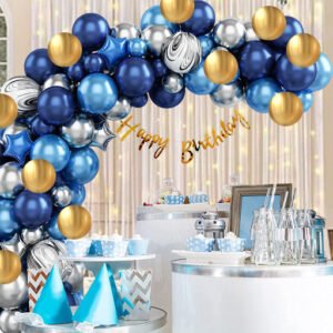 Midlinkerz Boys Happy Birthday Decoration kit items 76 Pcs With Net Curtain & Led Light (Set of 76)