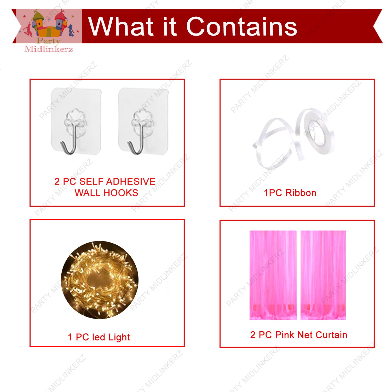 Midlinkerz Plastic Decoration Net For Romantic Dinner, Anniversary, Birthday Party Celebration and Valentines Day Or Cabana Tent Decoration Supplies For Your Loved Ones (Pink) - Image 2