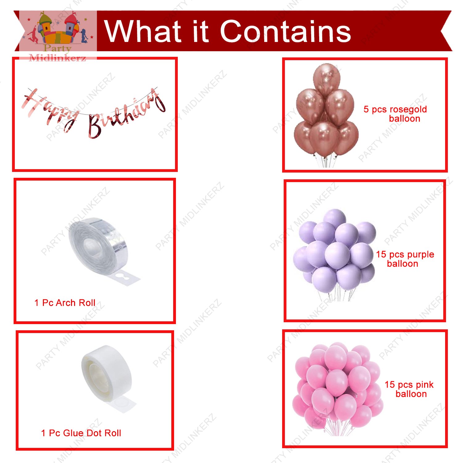 Midlinkerz Birthday Decoration Kit for Girls - 38 Pcs Balloons for Birthday Decorations |Birthday Decoration for Kids |Purple Birthday Decorations Kit |Bday Balloons Rose Gold,Purple,Pink - Image 2