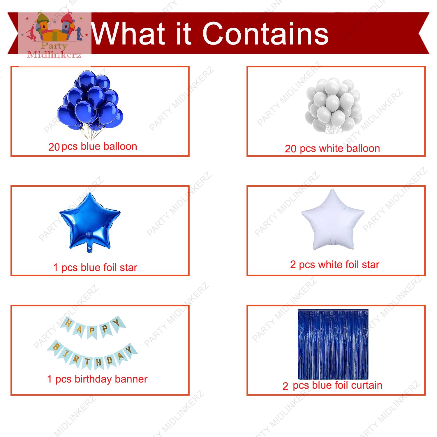 PARTY MIDLINKERZ Happy Birthday Balloons Party Decoration Kit items 46Pcs combo set decor for HBD (Set of 46) - Image 2