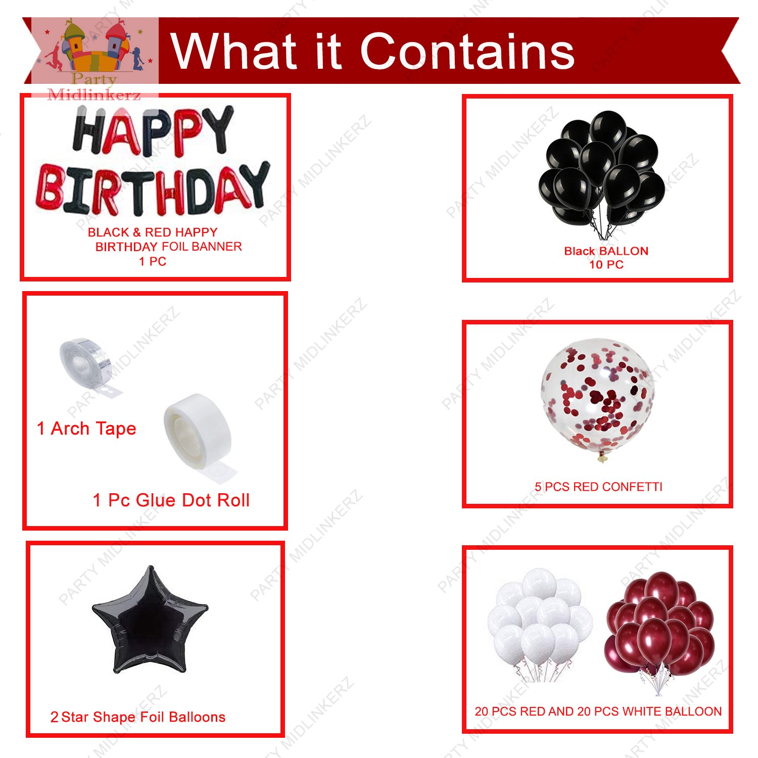 MIDLINKERZ Solid Happy Birthday Balloons Decoration Kit 40 Pcs, (Set of 40) - Image 2