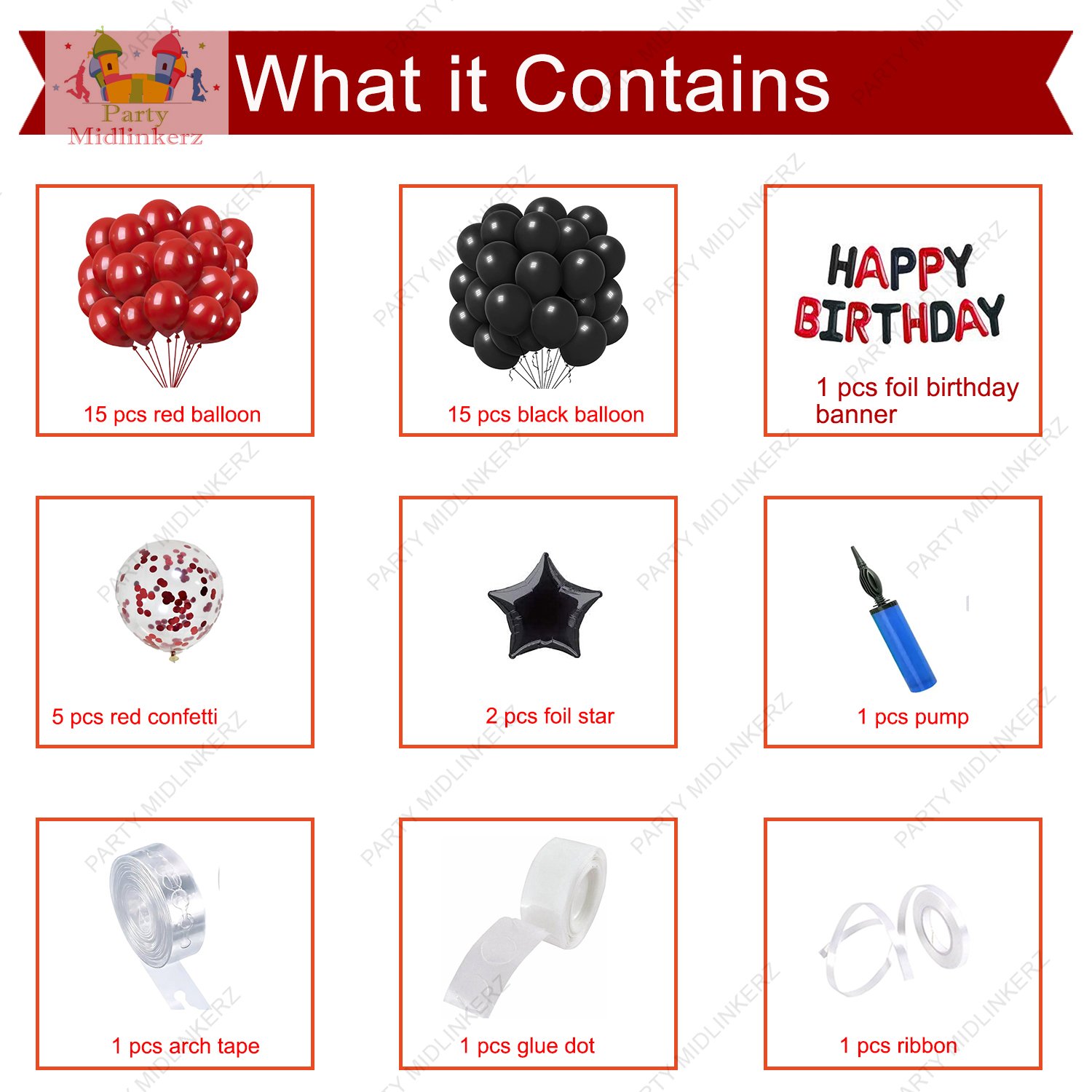 MIDLINKERZ Solid Happy Birthday Balloons Decoration Kit(Set of 41) - Image 2