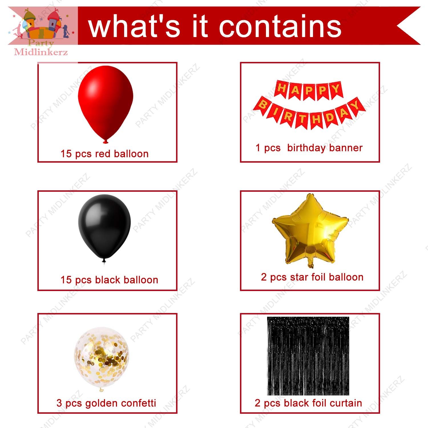 MIDLINKERZ Printed Happy Birthday Decoration kit Combo - 38 Pcs for Birthday Decor (Set of 33) - Image 2