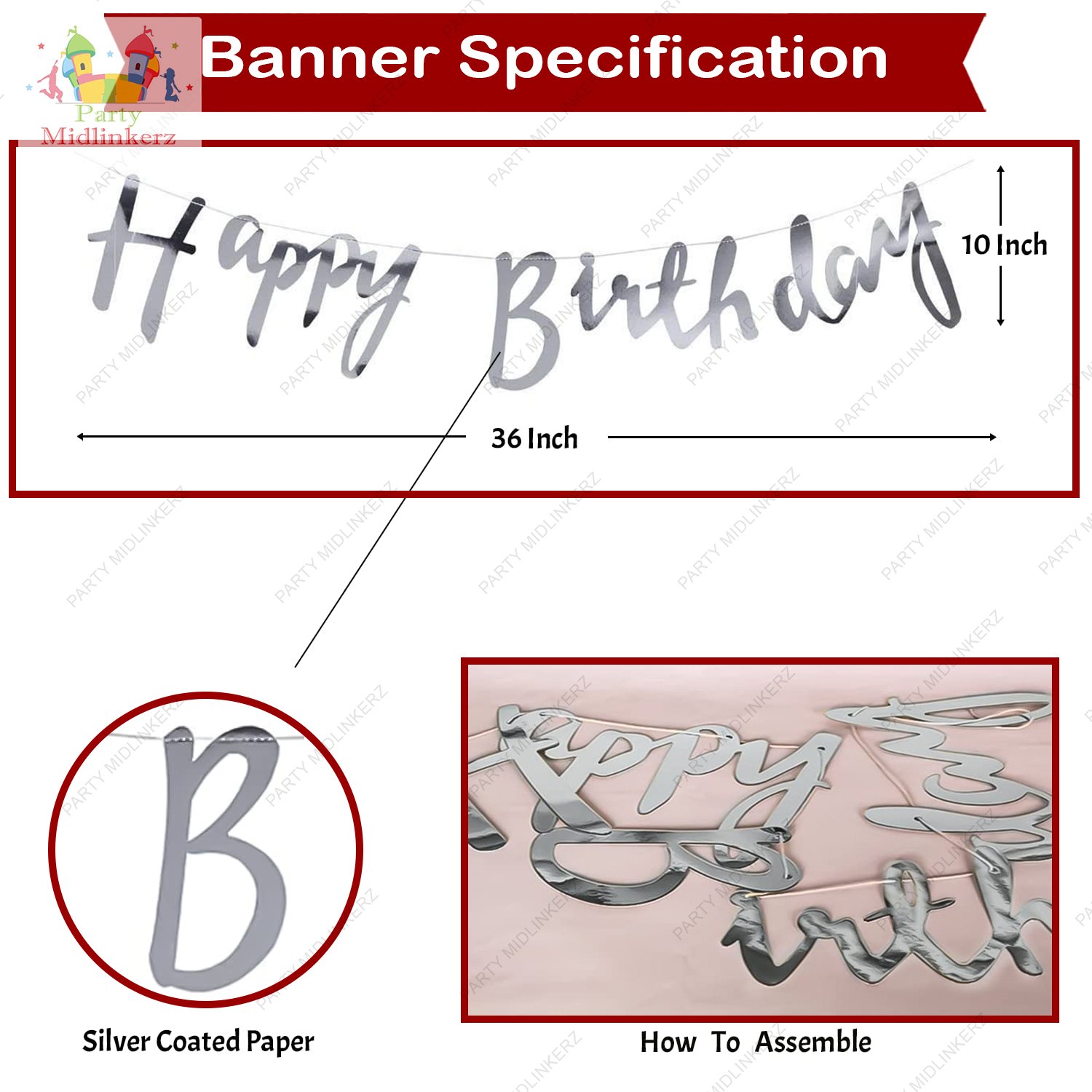 Midlinkerz Birthday Decoration Kit for Boys - Pack of 57 Blue Happy Birthday Decoration Kit - Image 4